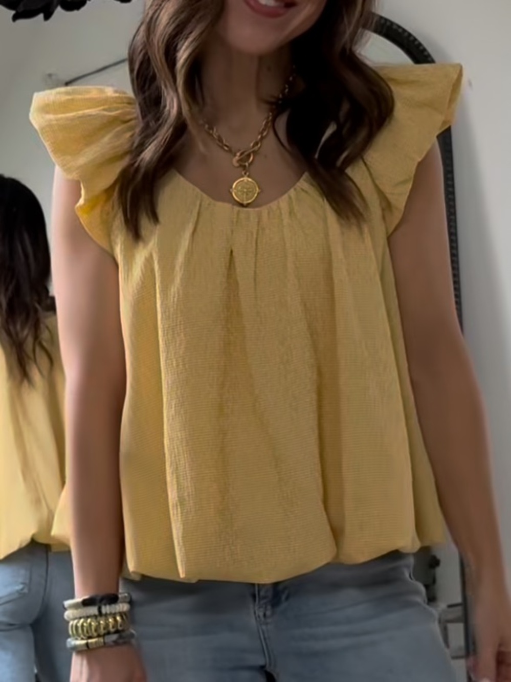 Flutter Sleeve Yellow Women’s Top
